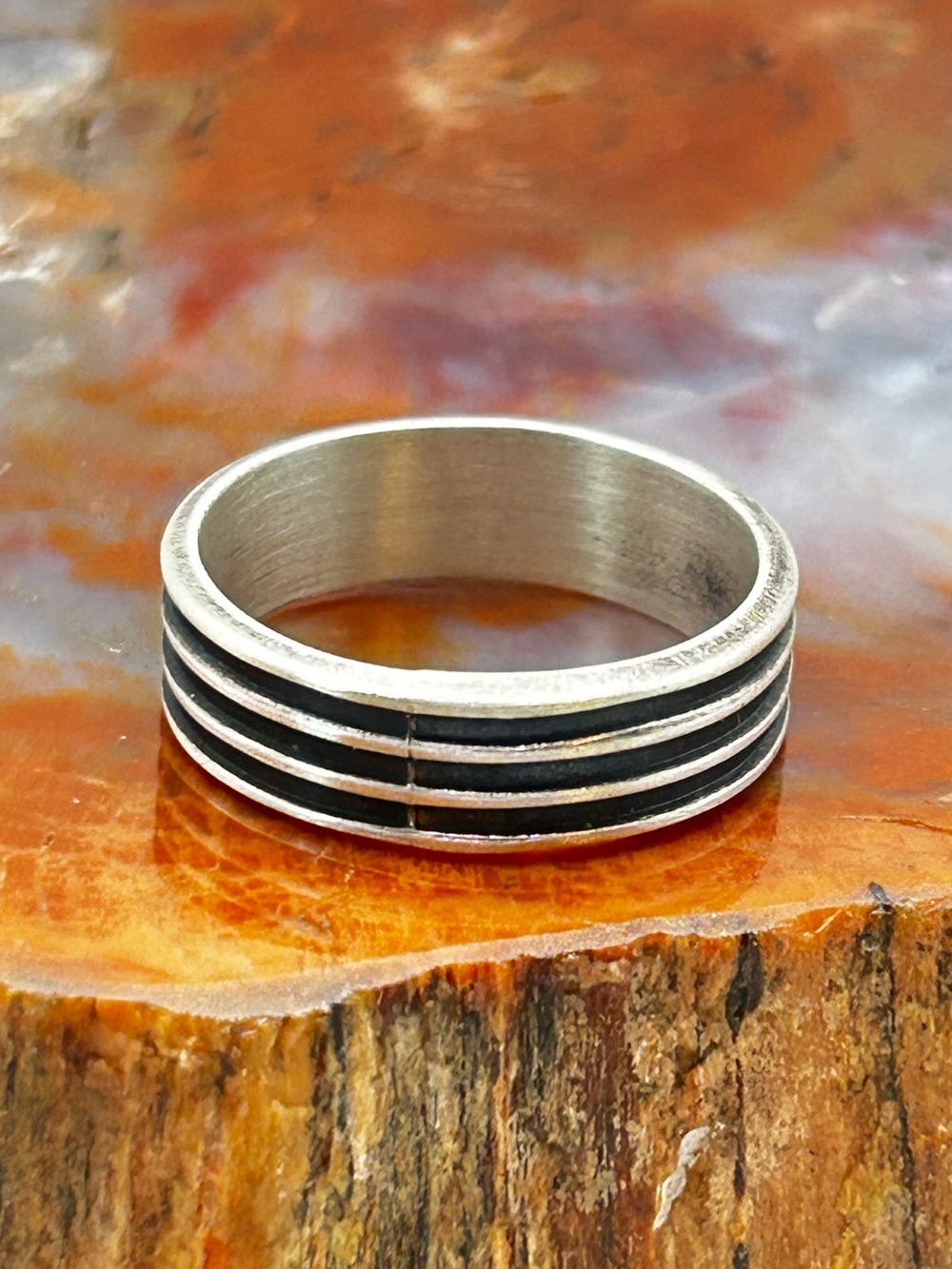 Mens Sterling Silver Ring Band - Size 9.75